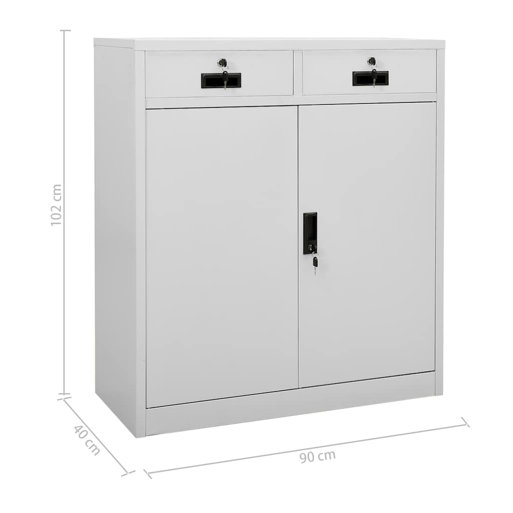 336410 vidaXL Office Cabinet Light Grey 90x40x102 cm Steel