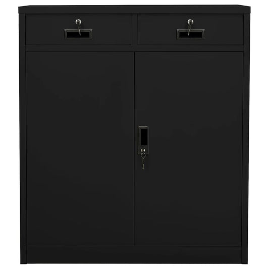 vidaXL Office Cabinet | Black | Steel | Medium | Height-Adjustable Shelves