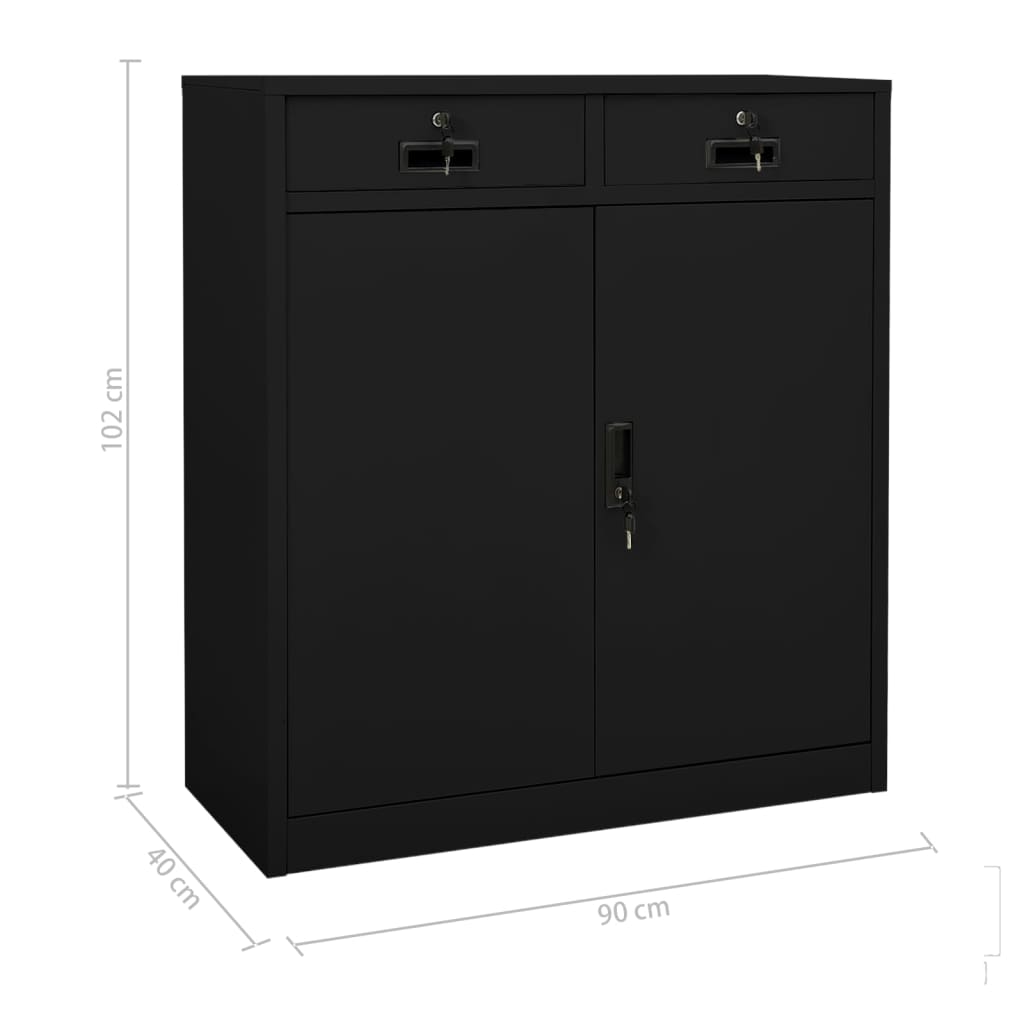 vidaXL Office Cabinet | Black | Steel | Medium | Height-Adjustable Shelves