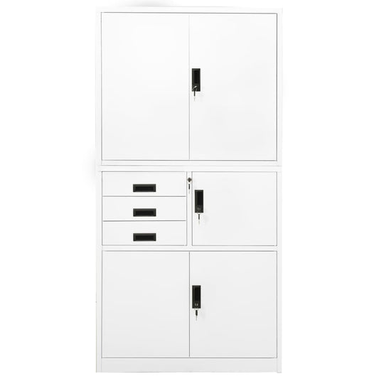 vidaXL Office Cabinet | White | Steel | Large | Height-Adjustable Shelves