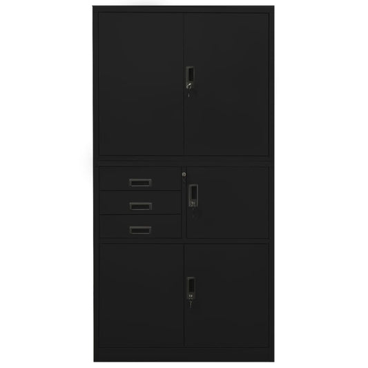 vidaXL Office Cabinet | Black | Steel | Large | Locks | Office Cabinet