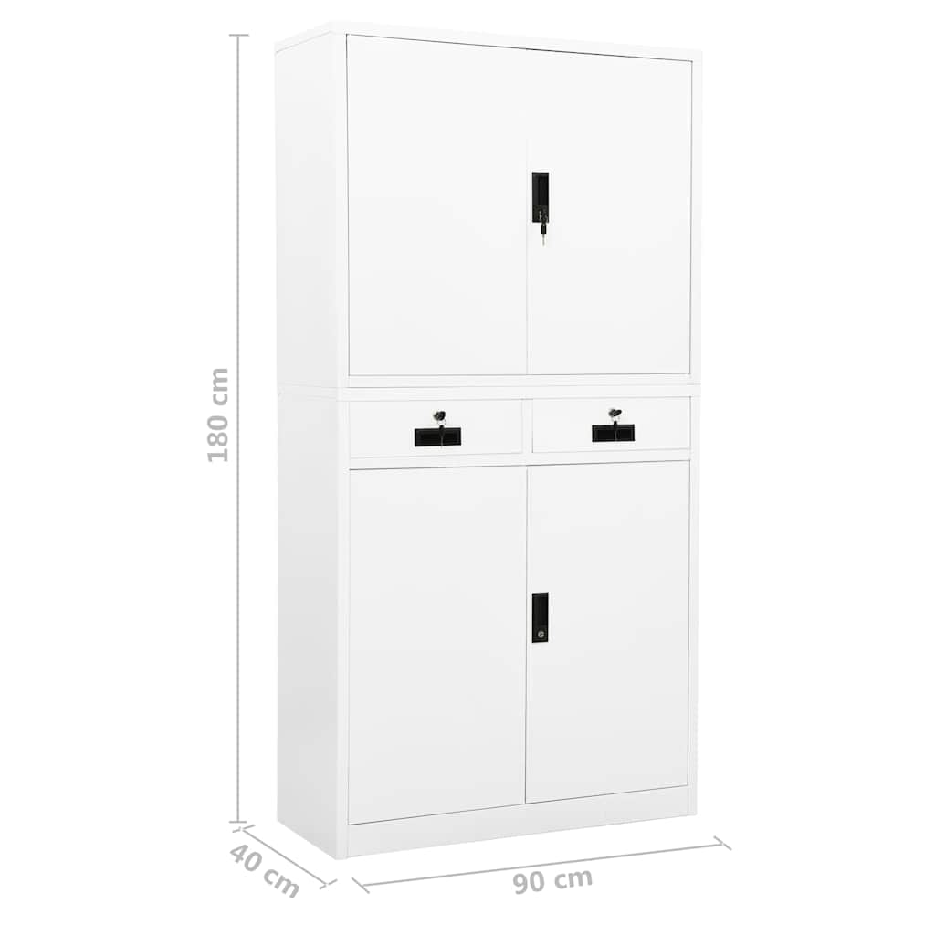 vidaXL Office Cabinet White 90x40x180 cm Steel