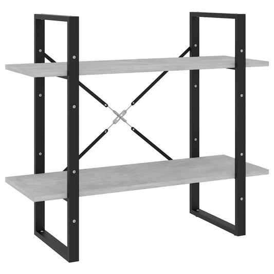 vidaXL 2-Tier Book Cabinet Concrete Grey 80x30x70 cm Engineered Wood