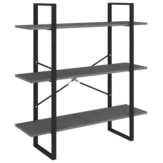 vidaXL 3-Tier Book Cabinet Grey 100x30x105 cm Solid Pine Wood