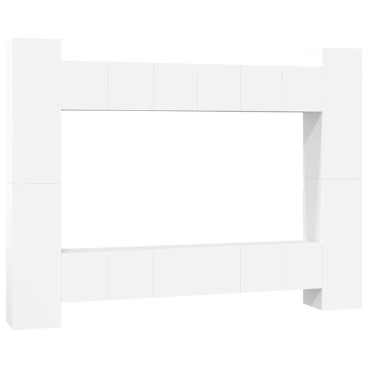 vidaXL 10 Piece TV Cabinet Set White Engineered Wood