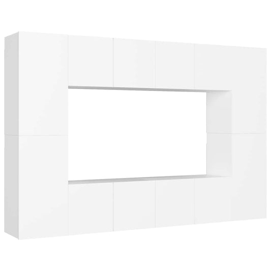 vidaXL 8 Piece TV Cabinet Set White Engineered Wood