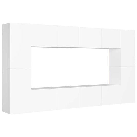 vidaXL 8 Piece TV Cabinet Set White Engineered Wood