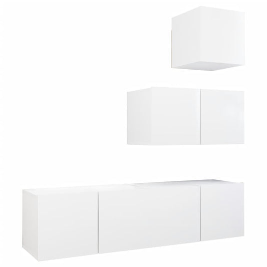 vidaXL 4 Piece TV Cabinet Set White Engineered Wood