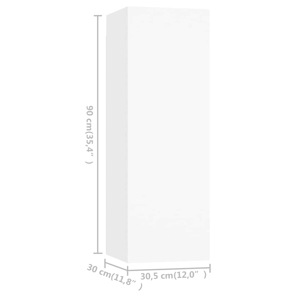 vidaXL TV Cabinet | Set of 4 | White | Engineered Wood | Wall Mounted TV Cabinet