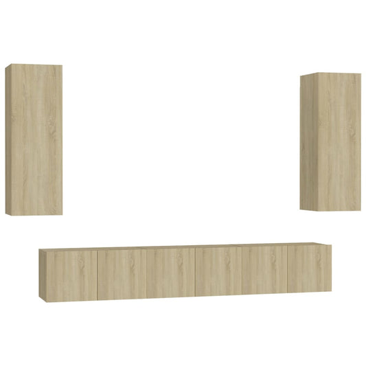vidaXL 5 Piece TV Cabinet Set Sonoma Oak Engineered Wood