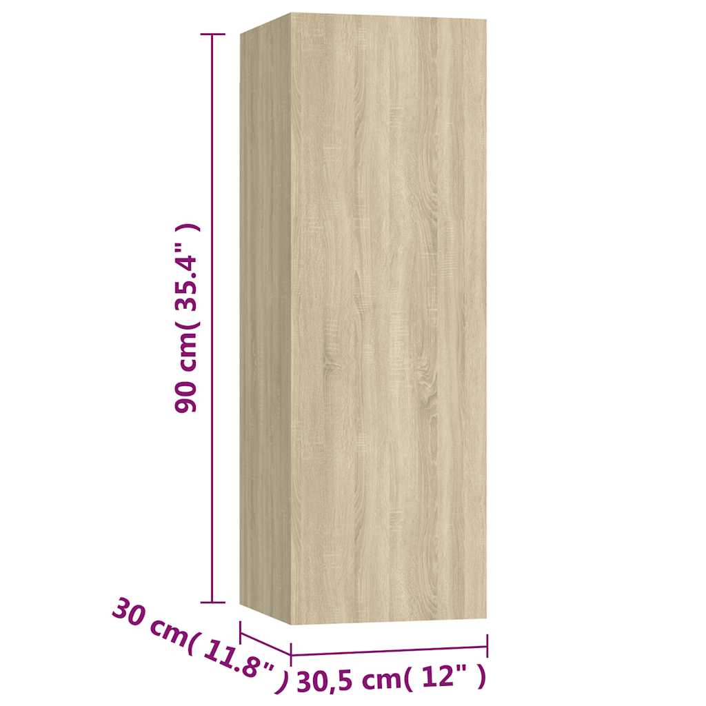 vidaXL 3 Piece TV Cabinet Set Sonoma Oak Engineered Wood