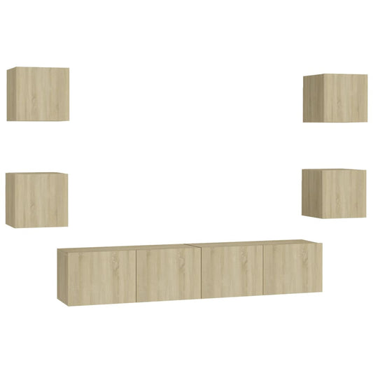vidaXL 6 Piece TV Cabinet Set Sonoma Oak Engineered Wood