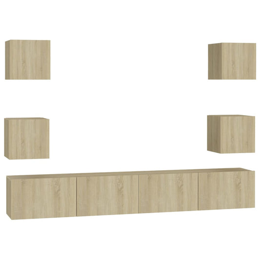 vidaXL 6 Piece TV Cabinet Set Sonoma Oak Engineered Wood