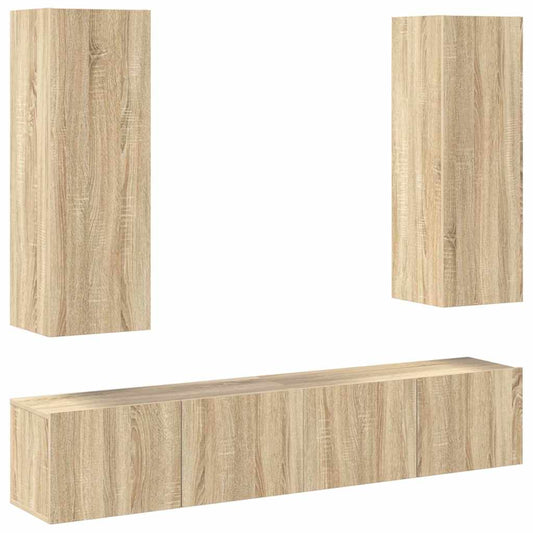 vidaXL 4 Piece TV Cabinet Set Sonoma Oak Engineered Wood