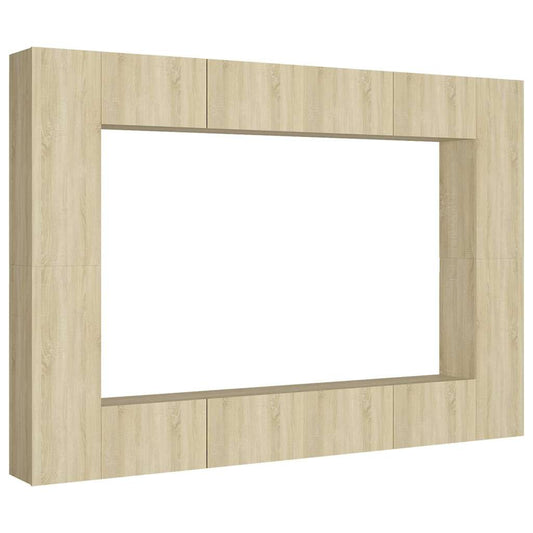 vidaXL 8 Piece TV Cabinet Set Sonoma Oak Engineered Wood
