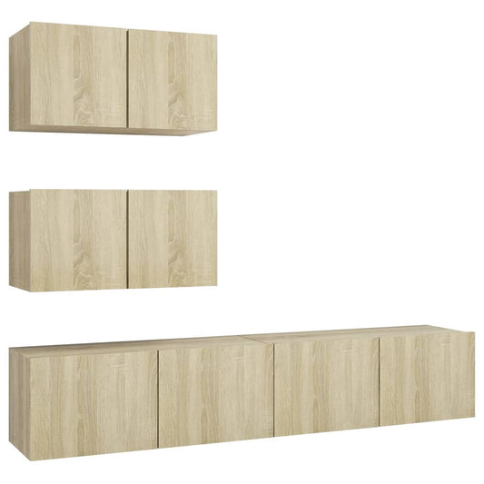 vidaXL 4 Piece TV Cabinet Set Sonoma Oak Engineered Wood