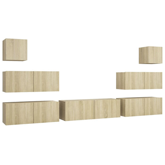 vidaXL 7 Piece TV Cabinet Set Sonoma Oak Engineered Wood