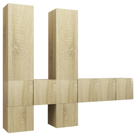 vidaXL 7 Piece TV Cabinet Set Sonoma Oak Engineered Wood