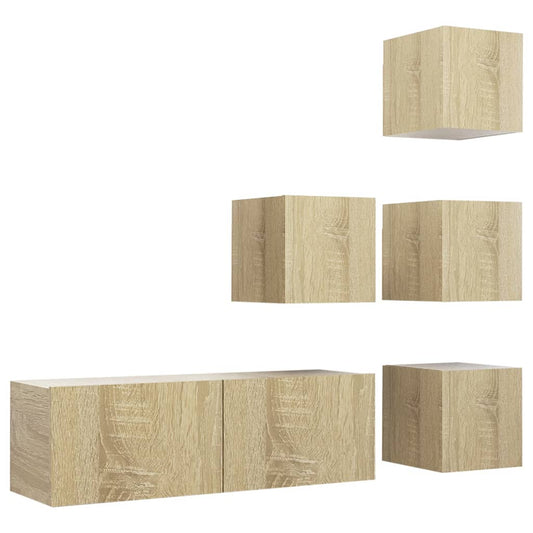 vidaXL 5 Piece TV Cabinet Set Sonoma Oak Engineered Wood
