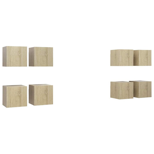 3079054 vidaXL 8 Piece Wall-mounted TV Cabinet Set Sonoma Oak 30,5x30x30 cm (2x804492)