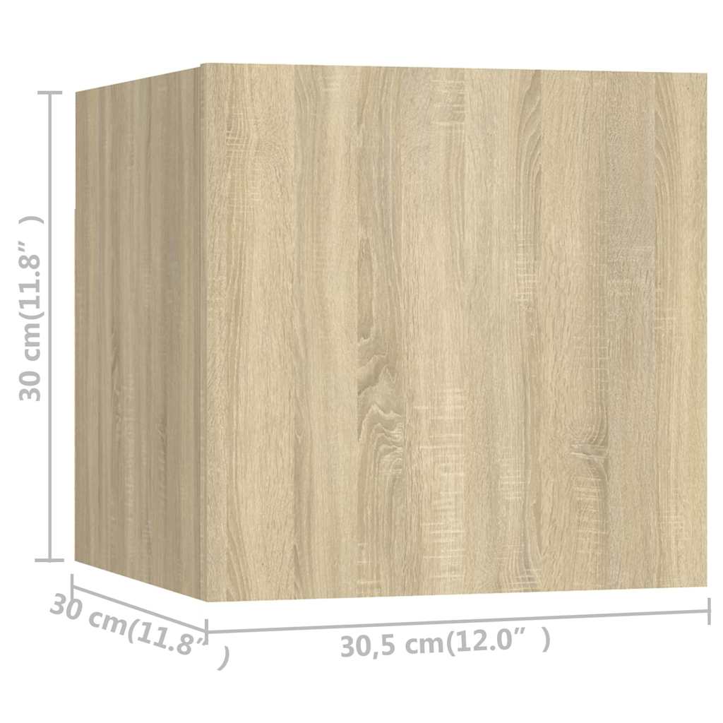 vidaXL 8 Piece Wall-mounted TV Cabinet Set Sonoma Oak 30,5x30x30 cm