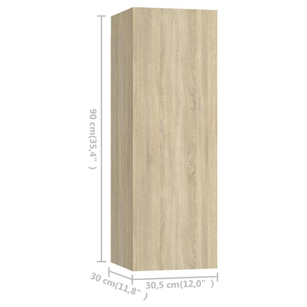 vidaXL 4 Piece TV Cabinet Set Sonoma Oak 30,5x30x90 cm Engineered Wood