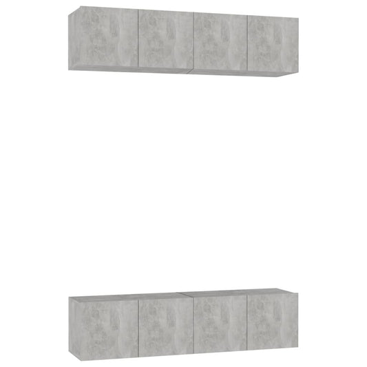 3079059 vidaXL 4 Piece TV Cabinet Set Concrete Grey 60x30x30 cm Engineered Wood (2x804521)