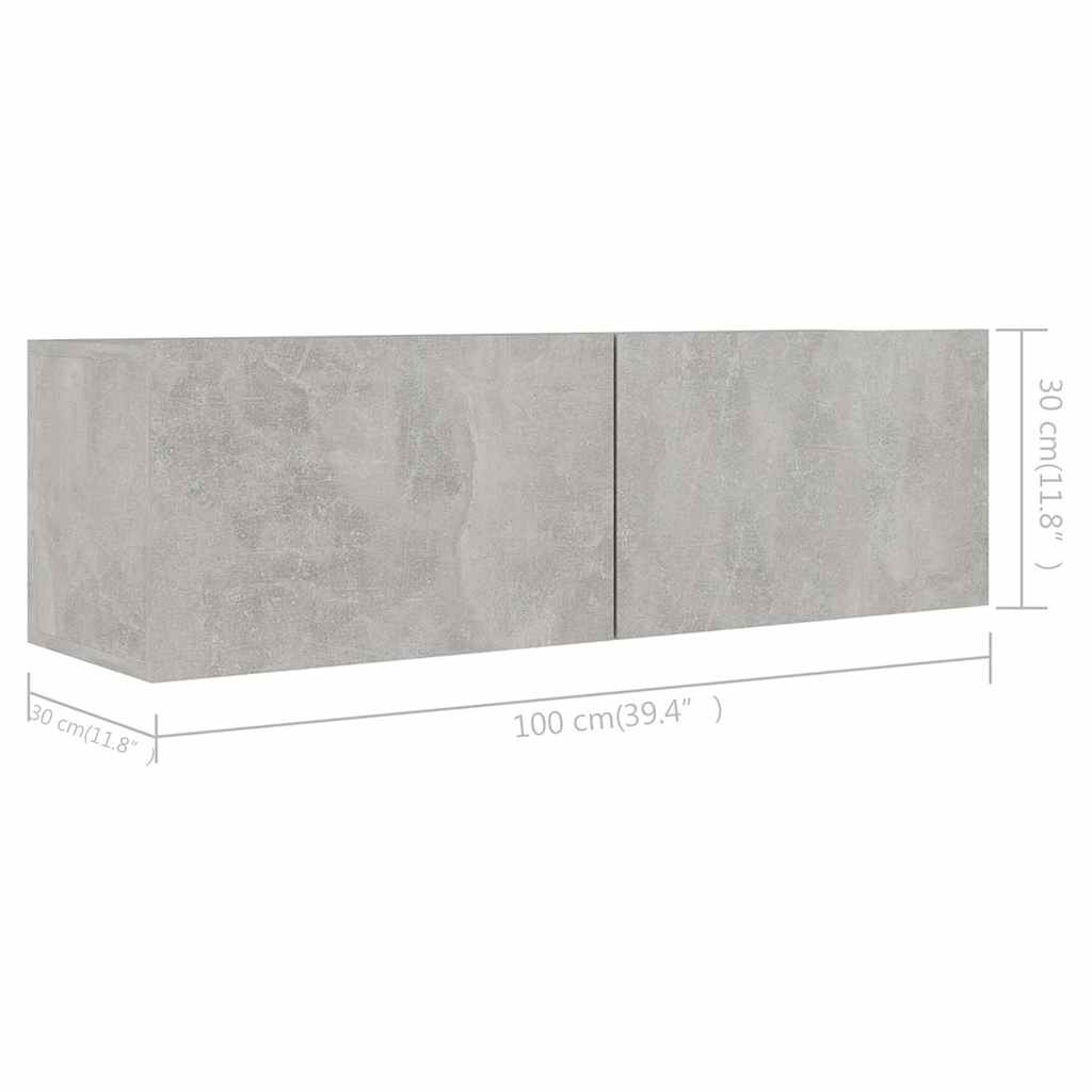 vidaXL 4 Piece TV Cabinet Set Concrete Grey 100x30x30 cm Engineered Wood