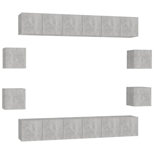 vidaXL 10 Piece TV Cabinet Set Concrete Grey Engineered Wood