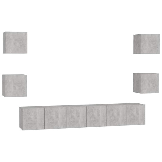vidaXL 7 Piece TV Cabinet Set Concrete Grey Engineered Wood