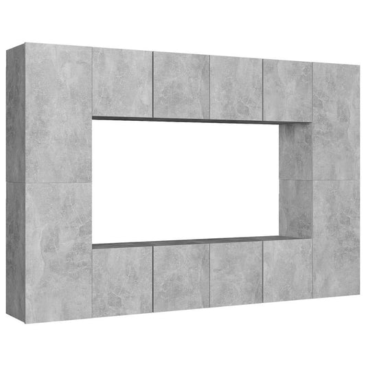 3079088 vidaXL 8 Piece TV Cabinet Set Concrete Grey Engineered Wood (2x804521+2x803335)