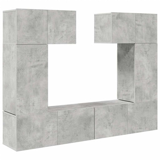 3079118 vidaXL 6 Piece TV Cabinet Set Concrete Grey Engineered Wood (804521+803335+801476x2)