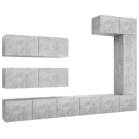 vidaXL 7 Piece TV Cabinet Set Concrete Grey Engineered Wood