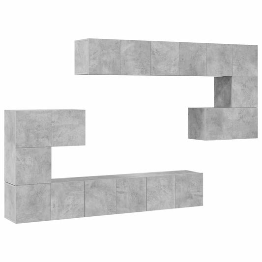 vidaXL 10 Piece TV Cabinet Set Concrete Grey Engineered Wood