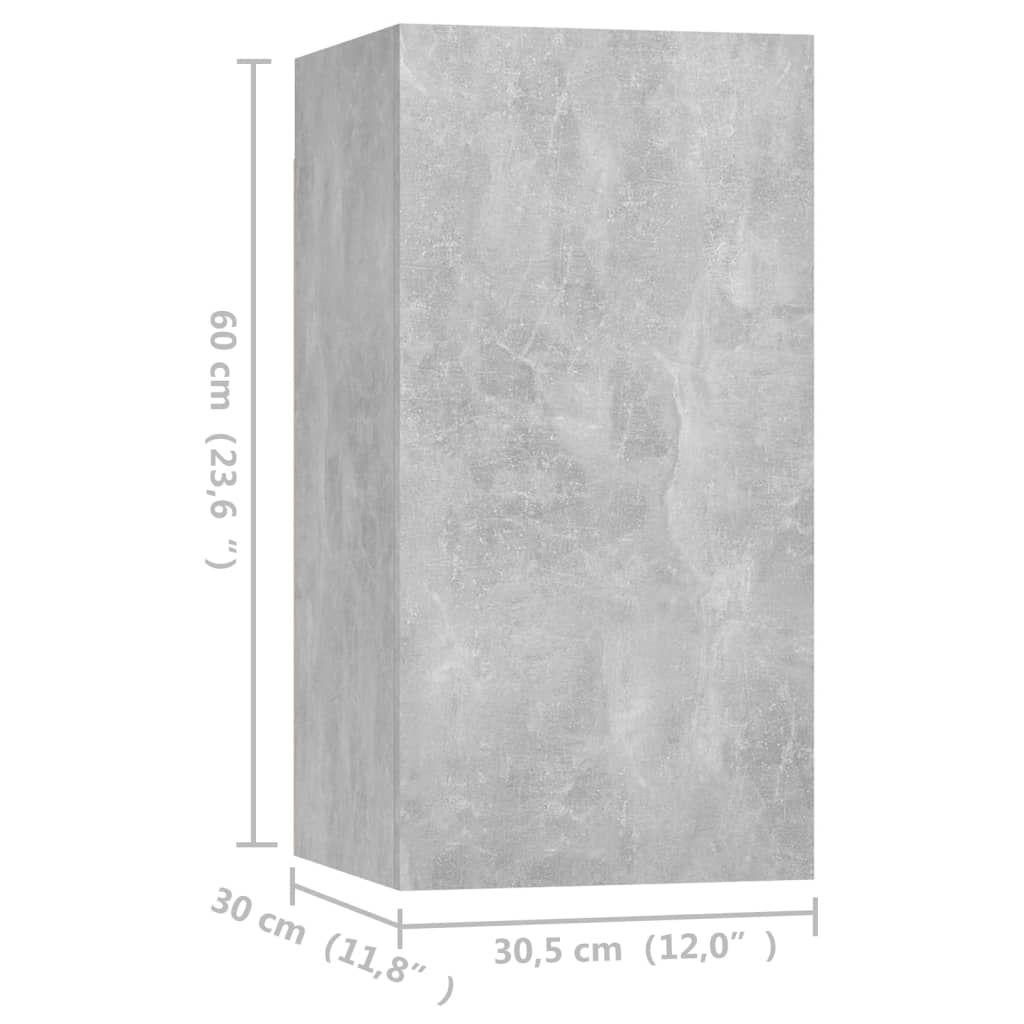 vidaXL TV Cabinets 4 pcs Concrete Grey 30.5x30x60 cm Engineered Wood