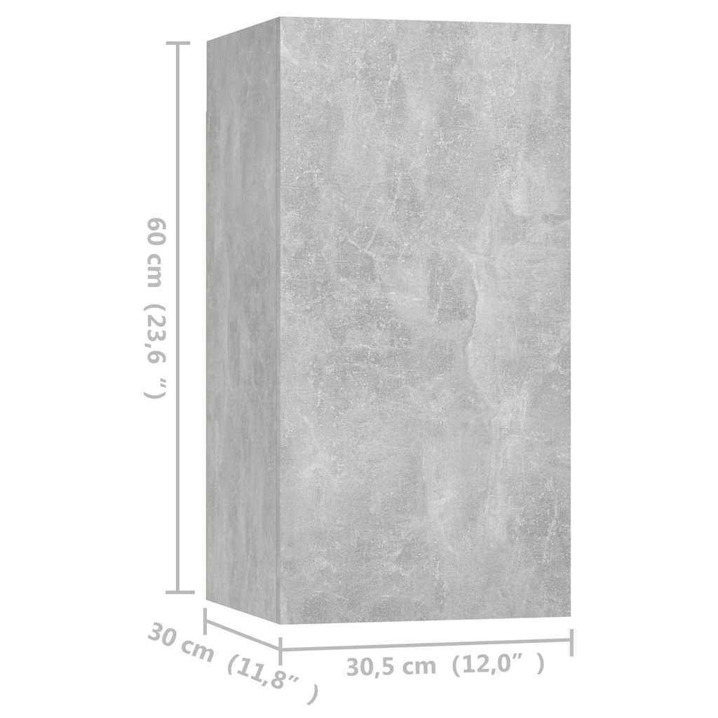 vidaXL 4 Piece TV Cabinet Set Concrete Grey 30,5x30x60 cm Engineered Wood