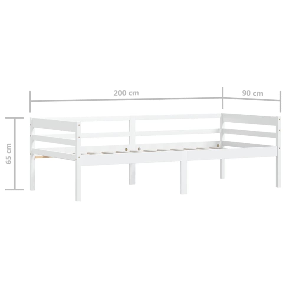 vidaXL Bed Frame | White | Solid pinewood | Single | Durable | Bed Frame