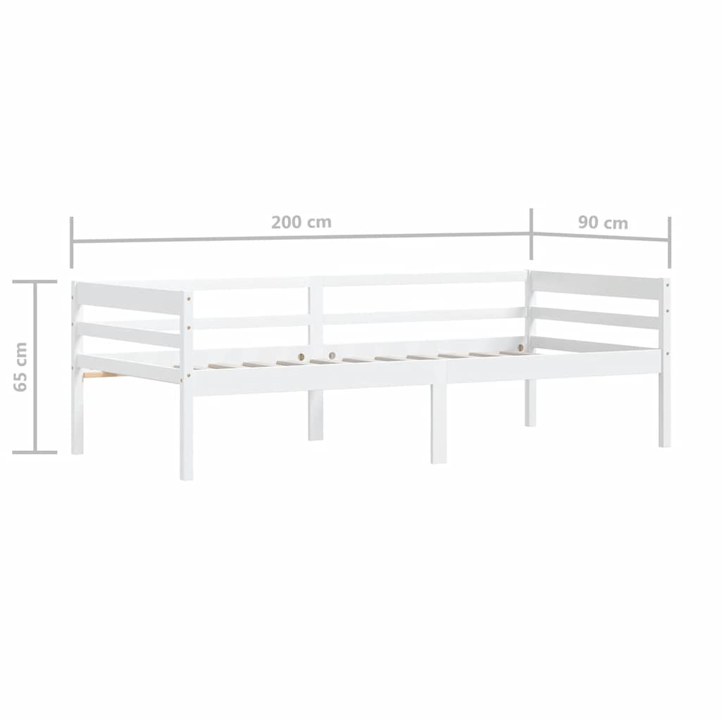 vidaXL Bed Frame without Mattress White Solid Pinewood 90x200 cm