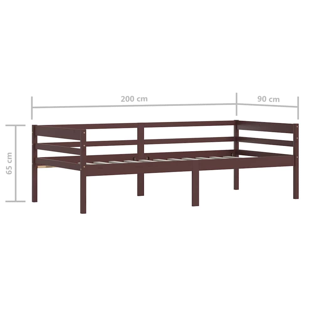 vidaXL Bed Frame without Mattress Dark Brown Solid Pinewood 90x200 cm