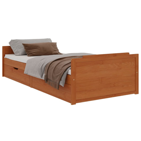 vidaXL Bed Frame | Honey brown | Solid pine wood | Single | Bed Frame