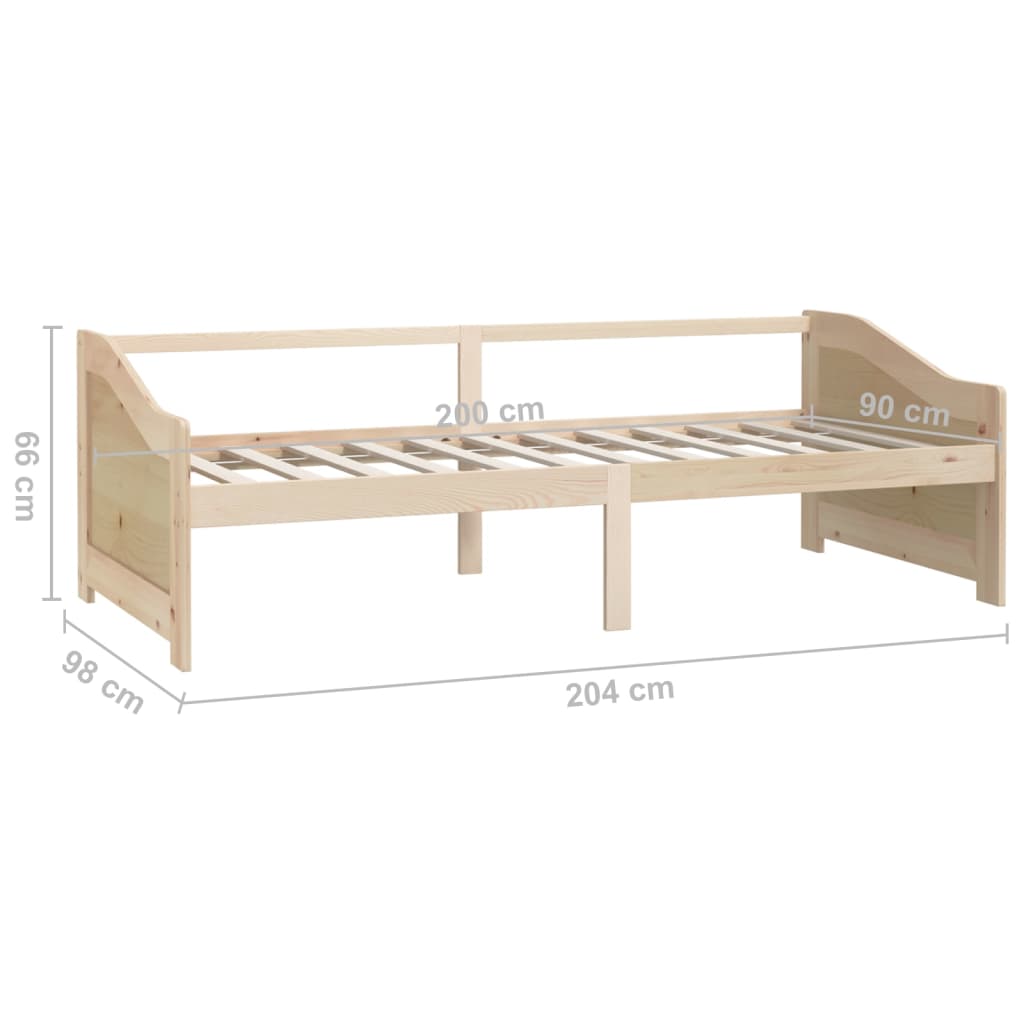 vidaXL Day Bed | Natural Pine | Solid pinewood | 90x200 cm