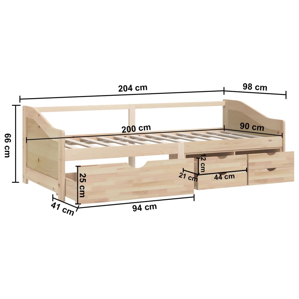 vidaXL 3-Seater Day Bed without Mattress Solid Pinewood 90x200cm