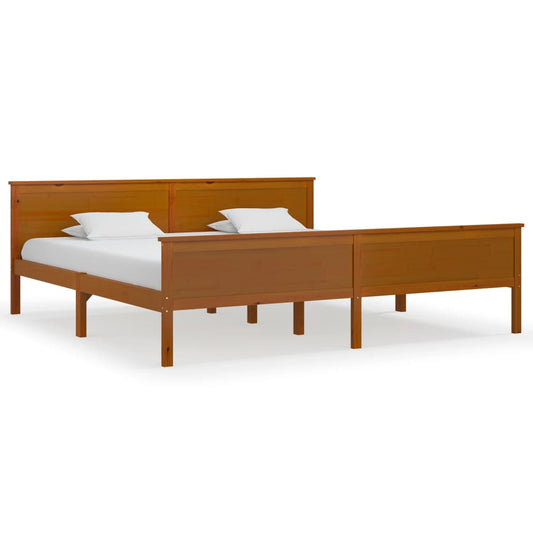vidaXL Bed Frame | Honey Brown | Solid Pine Wood, Plywood | Double | Durable