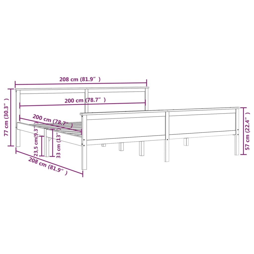vidaXL Bed Frame | Honey Brown | Solid Pine Wood, Plywood | Double | Durable
