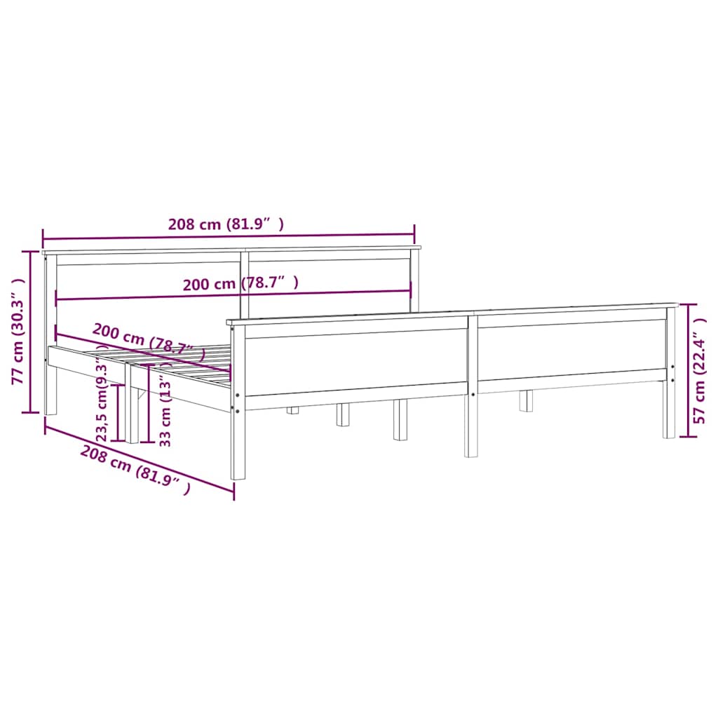 vidaXL Bed Frame without Mattress Honey Brown Solid Wood Pine 200x200cm