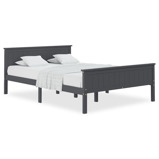 vidaXL Bed Frame | Grey | Solid pine wood, Plywood | 160x200 cm | Minimalist
