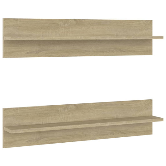 807339 vidaXL Wall Shelves 2 pcs Sonoma Oak 80x11,5x18 cm Engineered Wood