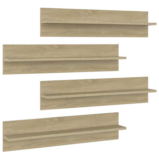 807340 vidaXL Wall Shelves 4 pcs Sonoma Oak 80x11,5x18 cm Engineered Wood