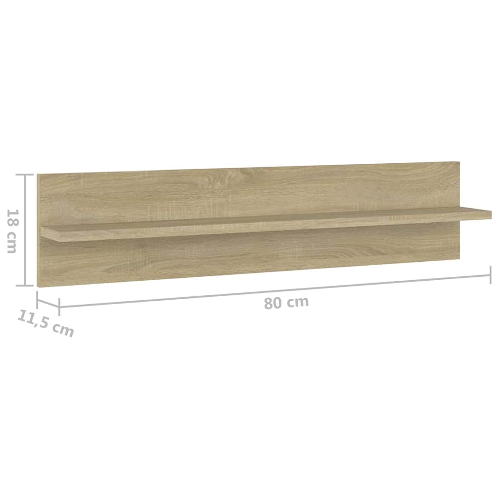 vidaXL Wall Shelf 4 pcs Sonoma Oak 80x11.5x18 cm Engineered Wood