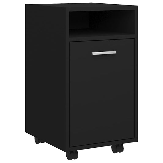 803048 vidaXL Side Cabinet with Wheels Black 33x38x60 cm Engineered Wood